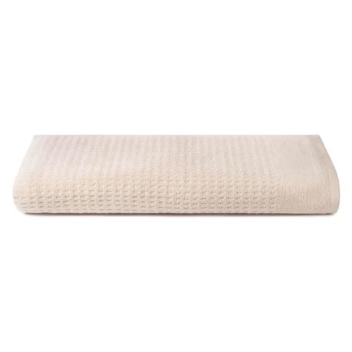 OSAMA Sweet Home SW 84009551 Waffel-Badetuch, Reine Baumwolle, Zero Twist, gebleichter Sand, 70 cm x 140 cm von osama home