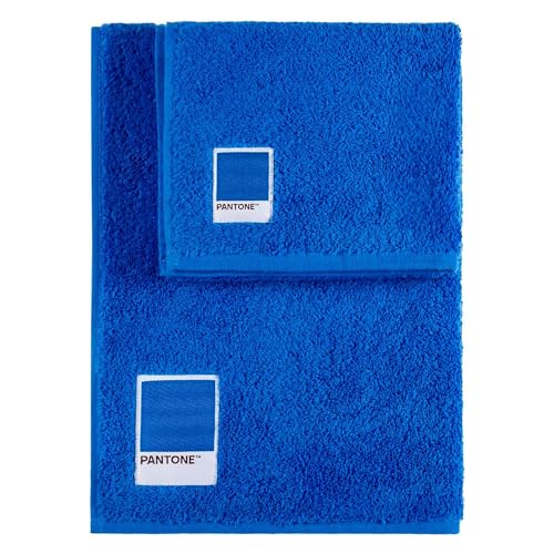 SWEET HOME Pantone™ Handtücher-Set 1+1 bestehend aus Gästehandtüchern 40 x 50 cm + Gesicht 50 x 100 cm, Oeko Tex Zertifiziert, Blau von SWEET HOME
