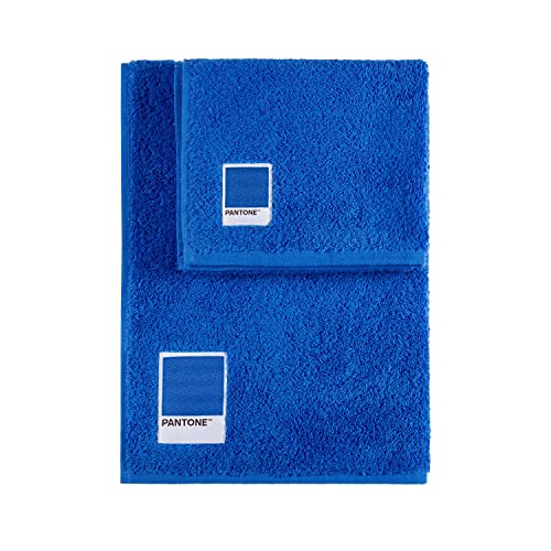 Sweet Home Pantone™ Handtücher-Set 1+1 bestehend aus Gästehandtüchern 40 x 50 cm + Gesicht 50 x 100 cm, Oeko Tex Zertifiziert, Blau von osama home
