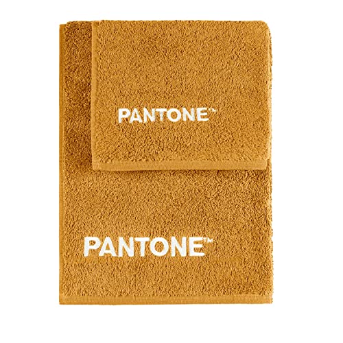 SWEET HOME Pantone™ Handtücher-Set 1+1 bestehend aus Gästehandtüchern 40 x 50 cm + Gesicht 50 x 100 cm mit Pantone™ Stickerei, Oeko Tex Zertifiziert von osama home