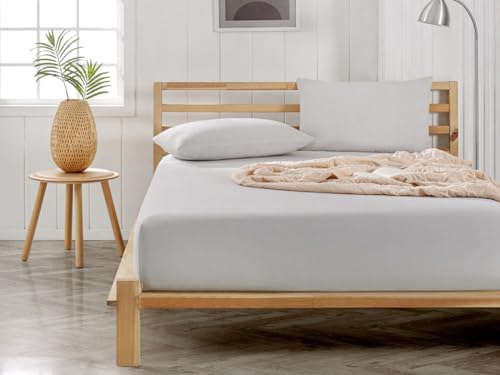Sweet Home Premium Jersey Fitted Sheet, 95% Cotton, 5% Elastane, Oeko-Tex 100, Non-Iron, 35 cm Mattress Height, Also Suitable for Box Spring Beds, Bed Sheet (Hell Grau, 120/130 X 200/220 cm) von SWEET HOME