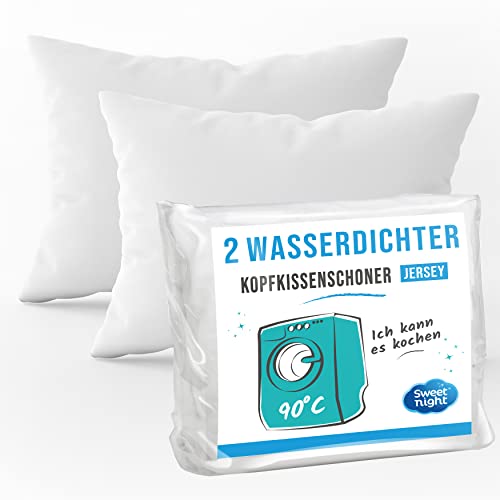 Sweetnight - Set mit 2 wasserdichten Kissenbezügen 60x60 cm | Wasserdichte und mikroatmungsaktive Matratzenauflage | Sanft und leise | Waschbar bei 90°C | Reißverschluss von SWEET NIGHT