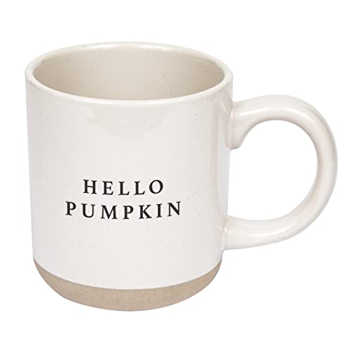 SWEET WATER DECOR Kaffeetasse aus Steingut, mikrowellen- und spülmaschinenfest, 400 ml, Herbstgeschenk (Hello Pumpkin) von SWEET WATER DECOR