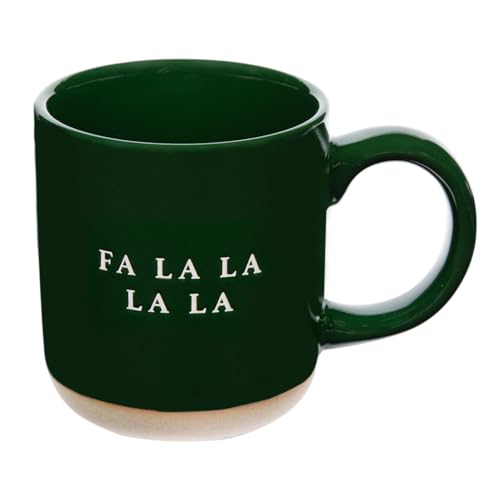 Sweet Water Decor Fa La La Holiday Tasse | Grünes Steingut mikrowellen- und spülmaschinenfest, Weihnachtstasse | Festliche Geschenke für Kaffeeliebhaber von SWEET WATER DECOR