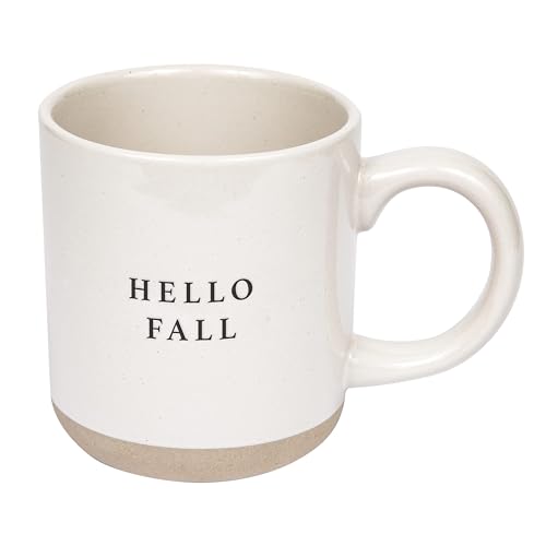 Sweet Water Decor Hello Fall Kaffeetasse aus Steingut, mikrowellen- und spülmaschinenfest, 400 ml, Kaffeetassen für Herbst und Herbst von SWEET WATER DECOR