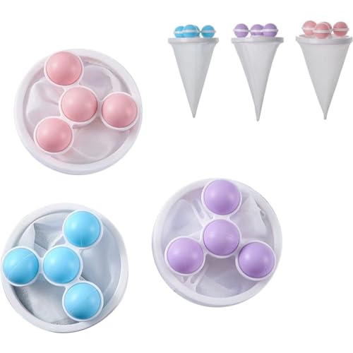 SWEETBIUTI Waschkugel Haustierfell Lint Haarfänger Haushalt Wiederverwendbare Waschmaschine schwimmende Lint Mesh Bag Haarfilter Netzbeutelkugel 3 Stücke (blau+lila+pink) von SWEETBIUTI