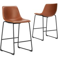 Barhocker 2er Set, Moderner Stil Barstuhl mit Sitzkissen Aus Pu-leder Und Metallbein Bar Stool mit lehne, 66 cm, Geeignet für Die Bar, Die Küche und von SWEETCRISPY