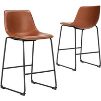 Sweetcrispy - Barhocker 2er Set, Moderner Stil Barstuhl mit Sitzkissen Aus Pu-leder Und Metallbein Bar Stool mit lehne, 66 cm, Geeignet für Die Bar, von SWEETCRISPY