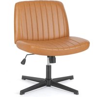 Sweetcrispy - Bürostuhl Ohne Armlehne, Gehoben und Bequemes PU-Leder Criss Cross Chair, mit Verbreitertem Sitzkissen Schneidersitz Stuhl, Geeignet von SWEETCRISPY