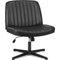 Sweetcrispy - Bürostuhl Ohne Armlehne, Gehoben und Bequemes PU-Leder Criss Cross Chair, mit Verbreitertem Sitzkissen Schneidersitz Stuhl, Geeignet von SWEETCRISPY