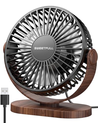 SWEETFULL USB Ventilator, Mini Ventilator Klein Tischventilator Leise, 3 Geschwindigkeiten Desk Fan, Lüfter Einfach zu Tragen für Büro, Zuhause und im Freien von SWEETFULL