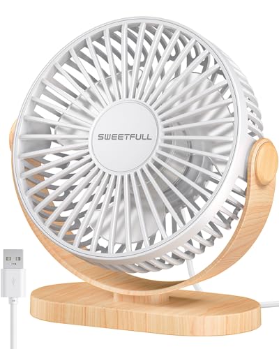 SWEETFULL USB Ventilator, Mini Ventilator Klein Tischventilator Leise, 3 Geschwindigkeiten Desk Fan, Lüfter Einfach zu Tragen für Büro, Zuhause und im Freien von SWEETFULL