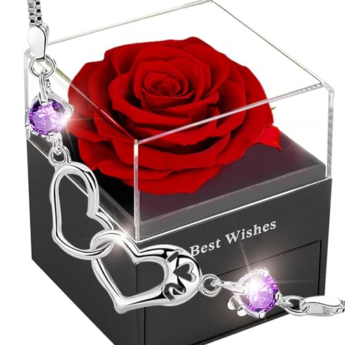 Ewige Rose, stabilisierte rote Rose, Box mit konservierten Rosen, echte Blumen, romantisches Geschenk für sie, Weihnachten, Valentinstag, Muttertag, Geburtstag, Verlobung, Hochzeit, Dankbarkeit von SWEETIME