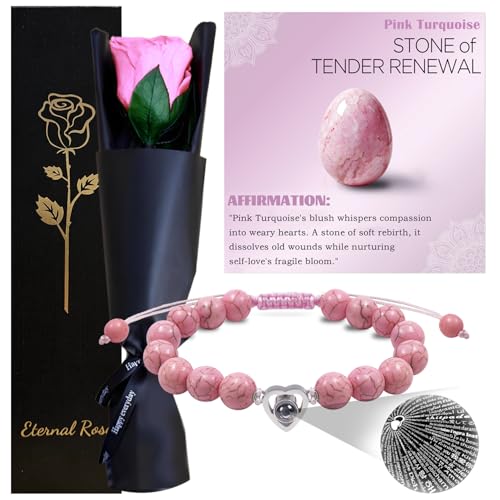Ewige Rosen mit Stiel,Echte Konservierte Blume, Infinity Rosenbox,Handgefertigte Rosenblume Blumenstrauß für Muttertag Valentinstag Weihnachten Thanksgiving Mutter Großmutter Ehefrau Geschenk(Rosa) von SWEETIME