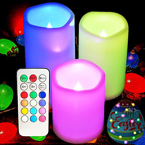 Led Kerzen Rgb mit Fernbedienung für außen,Wasserdichte flammenlose kerzen farbwechsel,Kunststoff Kerzen Mehrfarbig,Muticolor Elektrische Kerzen Flackernd,Deko für Weihnachten Halloween Party Familie von SWEETIME