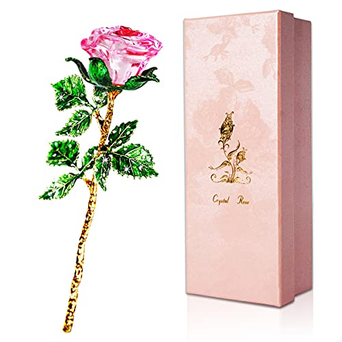 Rosa Rose Geschenk für Sie, K9 Kristallrose mit Wunschkarte, 3D Glasrose Ewige Blume, Kristall Rose Figur für Frauen zum Geburtstag, Muttertag, Hochzeit, Jahrestag, Valentinstag, Weihnachten. von SWEETIME
