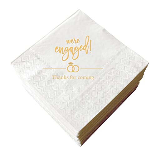 We're Engaged Servietten 100 Stück Verlobung Cocktail Servietten Hochzeit Papier Einweg Party Servietten Getränkeservietten Hochzeitstorte Tischdekorationen Supplies 3-lagig von SWEETTALA