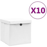 Aufbewahrungsboxen mit Deckeln 10 Stk. 28x28x28 cm Weiß FF325210DE von SWEIKO