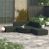 6-tlg. Garten-Lounge-Set mit Auflagen Poly Rattan Schwarz 30094 von SWEIKO