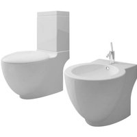 Keramik Toilette & Bidet Set weiß 14969 von SWEIKO