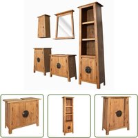 The Living Store 5-tlg. Badmöbel-Set Massivholz Kiefer - Duschkabine - Badezimmerschränke - Badezimmermöbel - Massivholzmöbel - Vintage Bad von SWEIKO