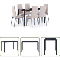 The Living Store 7-tlg. Essgruppe Cappuccino-Braun - Esstisch - Essgruppe - Wohnzimmer - Küchenstuhl - Kunstleder von SWEIKO