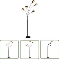 The Living Store Stehlampe 200 cm 5 x E14 Schwarz und Golden - Stehlampe - Bogenlampe - Wohnzimmerlampe - Esszimmerlampe - Modernes Lichtdesign von SWEIKO