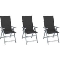 Verstellbare Gartenstühle 3 Stk. mit Auflagen Massivholz Akazie FF3064728DE von SWEIKO