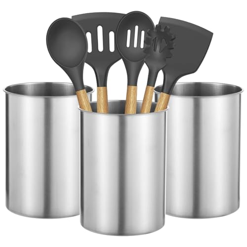 SWEWARM Küchenutensilienhalter aus Edelstahl, 14 x 18,5 cm, zylindrischer Arbeitsplatten-Organizer, spülmaschinenfest, für Café, Restaurant und Bäckerei, 3 Stück SWEWARM Küchenutensilienhalter aus Edelstahl, 14 x 18,5 cm, zylindrischer Arbeitsplatten-Organizer, spülmaschinenfest, für Café, Restaurant und Bäckerei, 3 Stück von SWEWARM