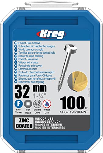 Kreg Kreg Pocket-Hole Schrauben 32 mm, Verzinkt, Flachkopf, Feingewinde, 100 Stück von Kreg