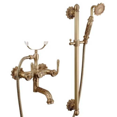 Badewannenarmatur, Badewannenarmatur Mit Handbrause, Duschsystem, Mischbatterie Badewanne, Inkl Brausehalter Und 1,5M Duschschlauch, mit 2 Strahlarten, Messing (C) von SWHC