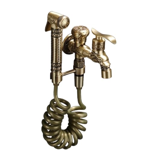 Bidet Handbrause, Bidet Handbrause Set, Brass Wand Befestigter Heraus Tür Wasserhahn Sprayer, Multifunktions-Booster-Spülung, Garten-Wasserhahn Für Den Außenbereich (3m spring tube) von SWHC