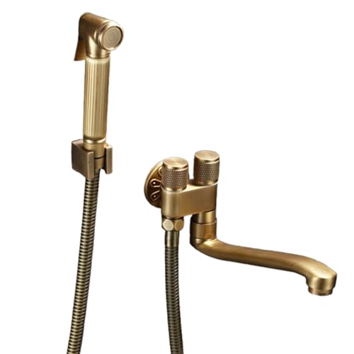 Bidet Handbrause, Bidet Handbrause Set, Messing Bidet Wasserhahnwand Montiertes Badezimmer Duschtoilette Waschmaschine Wasserhahn Kaltes Mit Hand Dusche Klammer (1.5m tube without nail base) von SWHC