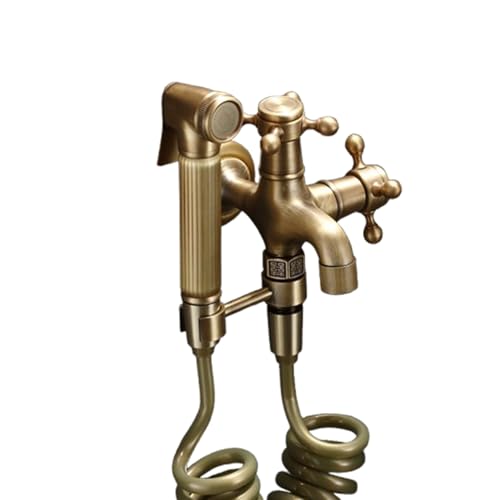 Bidet Handbrause, Bidet Handbrause Set, Multifunktions-Booster-Spülung, Brass Wand Befestigter Heraus Tür Wasserhahn, Sprayer Wasser-Hahn-Toilette Waschmaschine Tap (3m spring tube) von SWHC