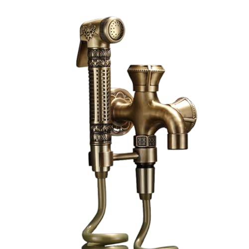 Bidet Handbrause, Bidet Handbrause Set, Tragbare Bidet-Sprühvorrichtung, Druckwasserspülung Für Kupfer-Multifunktions-Bidet, Hinterhof-Wasserhahn (3m spring tube) von SWHC