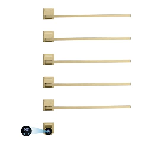 SWHC 180°Drehung Handtuchheizkörper Elektrisch,Handtuchhalter Schwarz, Intelligentes WLAN Badheizkörper Elektrisch mit Timer 1-24H, Handtuchwärmer Elektrisch für Alexa und Google Home 93W (Gold) von SWHC