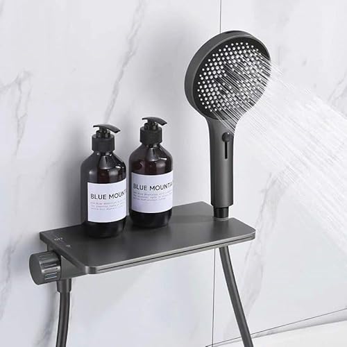 SWHC Badewannenarmatur Mit Handbrause, Mischbatterie Badewanne, Wandmontage Badewannen Armaturen Set Mit 4 Funktionen, Heiß Oder Kalt Duschamaturenset, Duschsysteme für Badezimmer von SWHC