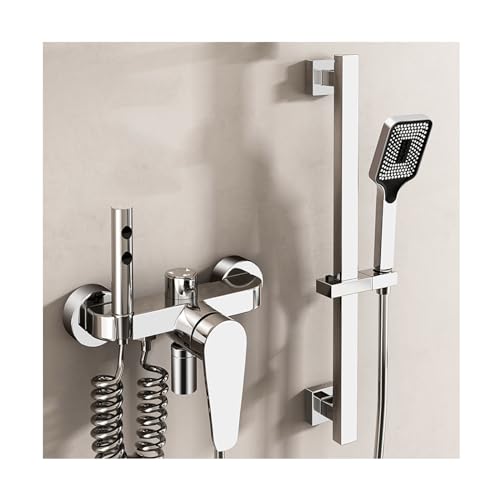 SWHC Badewannenarmatur mit Handbrause, Wandhalterung Mischbatterie Badewanne 3 Funktionen Wasserhahn Badewanne Messing Wannenarmatur mit 2 Modi Bidet-Handbrause, 60cm Duschstange SWHC Badewannenarmatur mit Handbrause, Wandhalterung Mischbatterie Badewanne 3 Funktionen Wasserhahn Badewanne Messing Wannenarmatur mit 2 Modi Bidet-Handbrause, 60cm Duschstange von SWHC