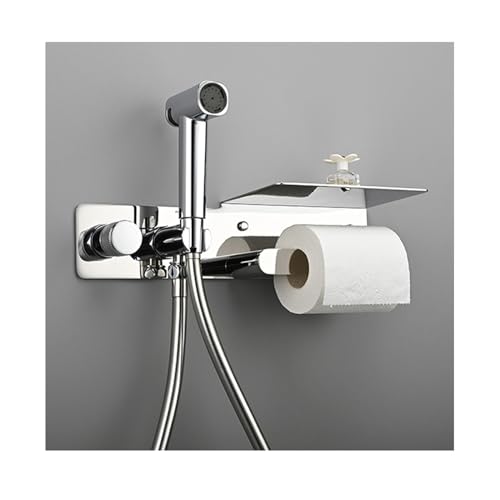 SWHC Bidet Handbrause, 2 Modus Bidet Brause Wandhalterung Jet Spray Toilet Hochdruck Bidet Toilettensprüher Anti-Rost Bidet Dusche WC Tragbarer Duschkopf mit Toilettenpapierhalter SWHC Bidet Handbrause, 2 Modus Bidet Brause Wandhalterung Jet Spray Toilet Hochdruck Bidet Toilettensprüher Anti-Rost Bidet Dusche WC Tragbarer Duschkopf mit Toilettenpapierhalter von SWHC