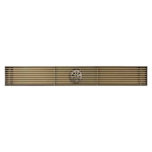 SWHC Duschrinne 60cm, 304 Edelstahl Bodenablauf Duschrinne Extra Flach Herausnehmbar Duschablauf Großer Hubraum Bodenablauf Abdeckung Anti Geruch Haarsieb Dusche,Bronze von SWHC
