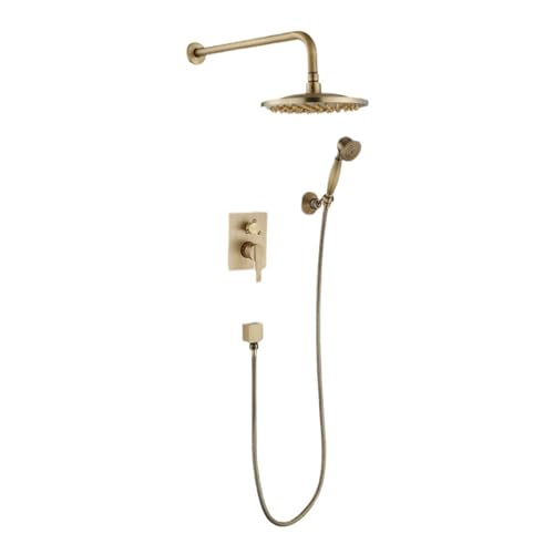 SWHC Duschsystem, Retro Messing Unterputz Duscharmatur Set 2 Funktionen Duscharmatur Komplettset Wandmontage Dusche Regendusche Set Messing Duschgarnitur mit 20cm Regendusche, Handbrause SWHC Duschsystem, Retro Messing Unterputz Duscharmatur Set 2 Funktionen Duscharmatur Komplettset Wandmontage Dusche Regendusche Set Messing Duschgarnitur mit 20cm Regendusche, Handbrause von SWHC