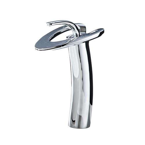 SWHC Wasserhahn Bad, Wasserfall Waschtischarmatur Modern und Einfach Armatur Waschbecken mit Keramischem Ventilkern Herzform Messing Mischbatterie Waschbecken Einfache Montage Weiß von SWHC