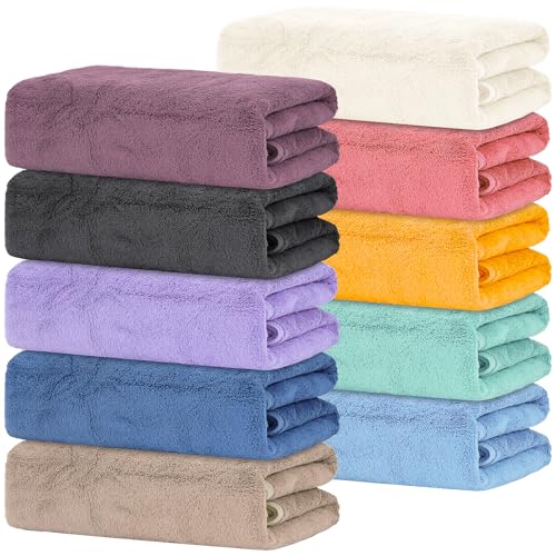 10 große Badetücher für Badezimmer, 70 x 140 cm, weich, saugfähig, Duschtücher, Großpackung für den täglichen Gebrauch im Spa, Fitnessstudio, Strand, Pool, Hotel (Mehrfarbig) von SWHCM