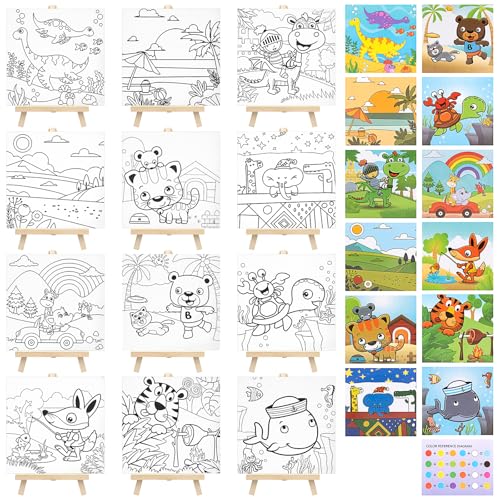 12 Sets vorgezeichneter Leinwände zum Malen, für Kinder und Erwachsene, vorgedruckte Großpackung 15 x 15 cm, vorschablonierte Malleinwandplatten mit Design-Staffelei für DIY-Schulgeschenke, Klassenzim 12 Sets vorgezeichneter Leinwände zum Malen, für Kinder und Erwachsene, vorgedruckte Großpackung 15 x 15 cm, vorschablonierte Malleinwandplatten mit Design-Staffelei für DIY-Schulgeschenke, Klassenzim von SWHCM