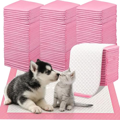 200 Stück Matten für Hunde, Einweg Trainingspads, 45 x 33 cm Kleine Hundepads, Super Saugfähige Welpenunterlagen für Stubenreinheit von Hunden, Katzen, Kaninchen, Auslaufsicheres (Rosa) von SWHCM