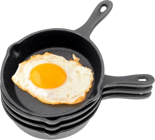4 Stück Mini-Gusseisen-Bratpfannen, 10cm kleine Bratpfannen mit doppelten Ausgießern für die Innen- und Außenküche von Restaurants, antihaftbeschichtet 4 Stück Mini-Gusseisen-Bratpfannen, 10cm kleine Bratpfannen mit doppelten Ausgießern für die Innen- und Außenküche von Restaurants, antihaftbeschichtet von SWHCM