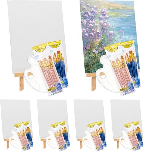 6 Stück Leinwandtafeln zum Malen 20,3 x 25,4 cm, Leinwand mit Staffelei,Tischstaffelei Holz Kunst-Leinwand-Malset mit 120 Pinseln und 6 Farbtabletts für Kinder, Jugendliche, Acryl, Ausgießen 6 Stück Leinwandtafeln zum Malen 20,3 x 25,4 cm, Leinwand mit Staffelei,Tischstaffelei Holz Kunst-Leinwand-Malset mit 120 Pinseln und 6 Farbtabletts für Kinder, Jugendliche, Acryl, Ausgießen von SWHCM