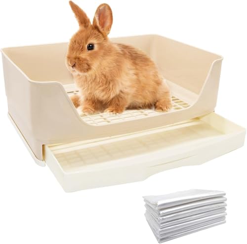 Große Kaninchen Toilette, Töpfchentrainer mit Schublade und 100 Einweg-Haustiertoilettenfolien, Haustierpfanne für Meerschweinchen, Kaninchen, Hamster und Kleintiere Große Kaninchen Toilette, Töpfchentrainer mit Schublade und 100 Einweg-Haustiertoilettenfolien, Haustierpfanne für Meerschweinchen, Kaninchen, Hamster und Kleintiere von SWHCM
