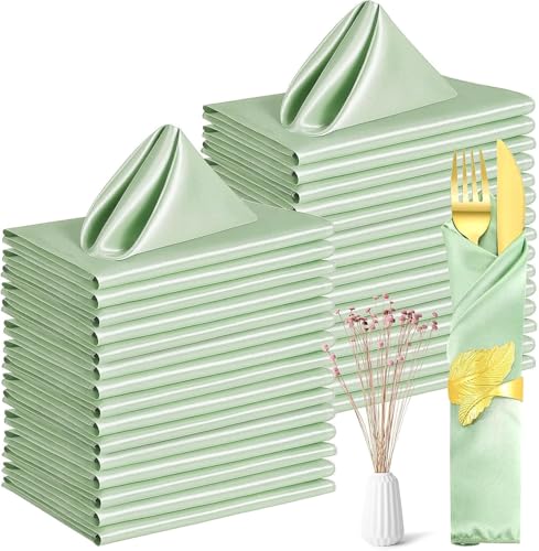 Stoffservietten - 50 Stück Wiederverwendbare Stoffservietten, weich und bequem -Abwaschbare Servietten Tischdekoration für Hochzeit Geburtstag Party Küche Cafe Restaurant (Grün, 43 x 43cm) von SWHCM