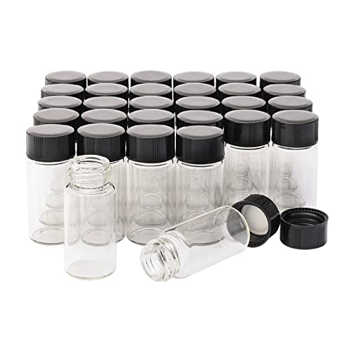 HDmirrorR 30 x 5 ml klare Glasflaschen mit schwarzem Kunststoff-Schraubdeckel, leere Ampullen, Probengläser. von SWHstore
